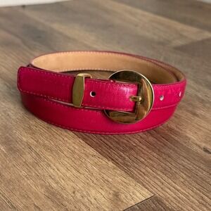 Vintage Leather Belt Gold Buckle Pink Womens Size Medium BB Street